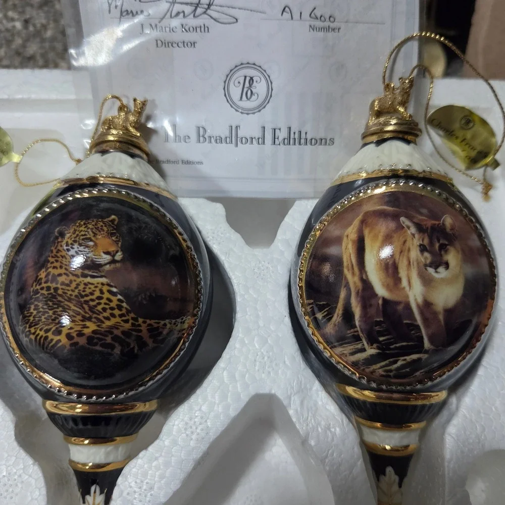 Bradford Editions Charles Frace‎ Majestic Cats Porcelain Ornaments Jaguar Cougar